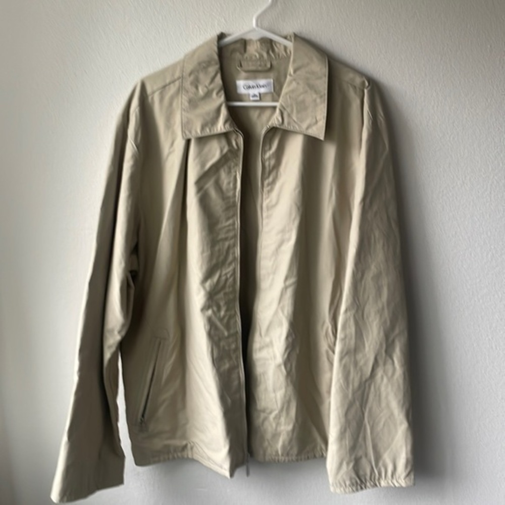 Calvin Klein jacket size XL men’s tan zip up dress jacket